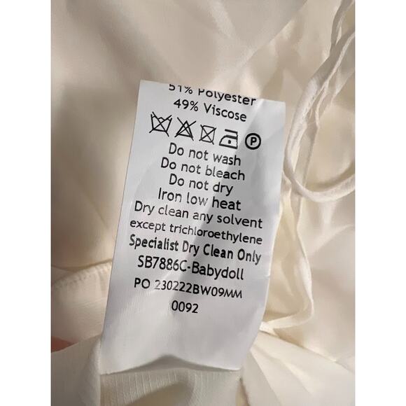 House of CB Babydoll Ivory Chiffon Halter Mini Dress Size M Medium - Picture 9 of 10